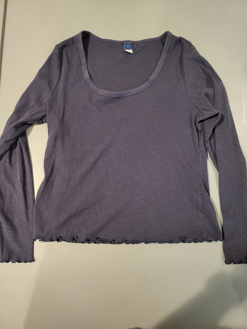 Old Navy Ribbed Long Sleeve Scoop Neck Top - Blue